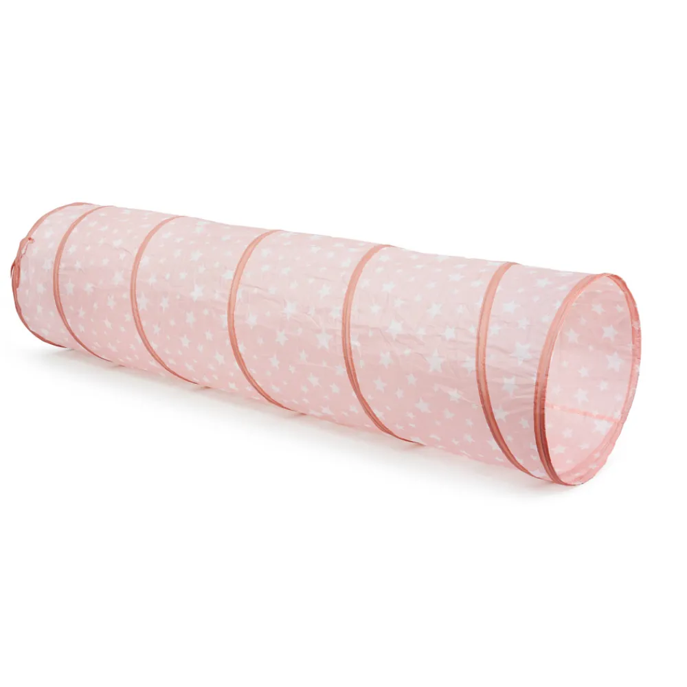 KIDSCONCEP Legetunnel, rosa m. hvide stjerner- Legetelte & Tipier