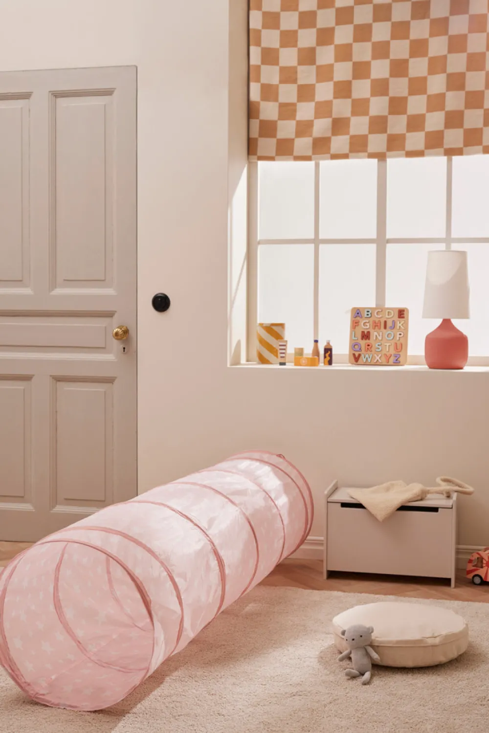 KIDSCONCEP Legetunnel, rosa m. hvide stjerner- Legetelte & Tipier