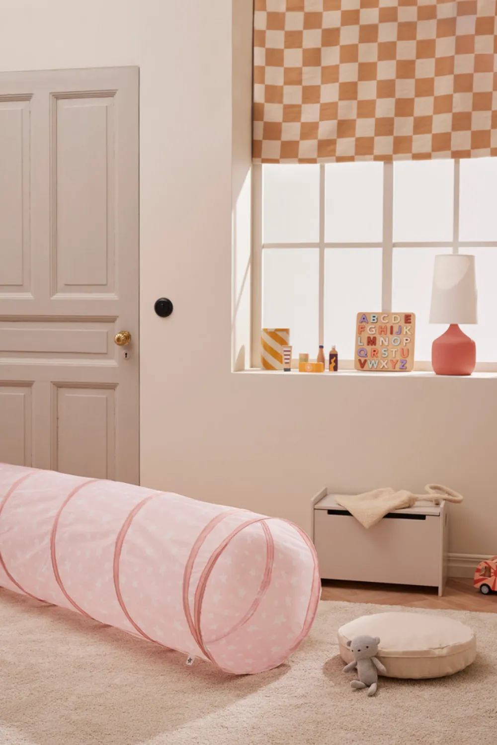 KIDSCONCEP Legetunnel, rosa m. hvide stjerner- Legetelte & Tipier