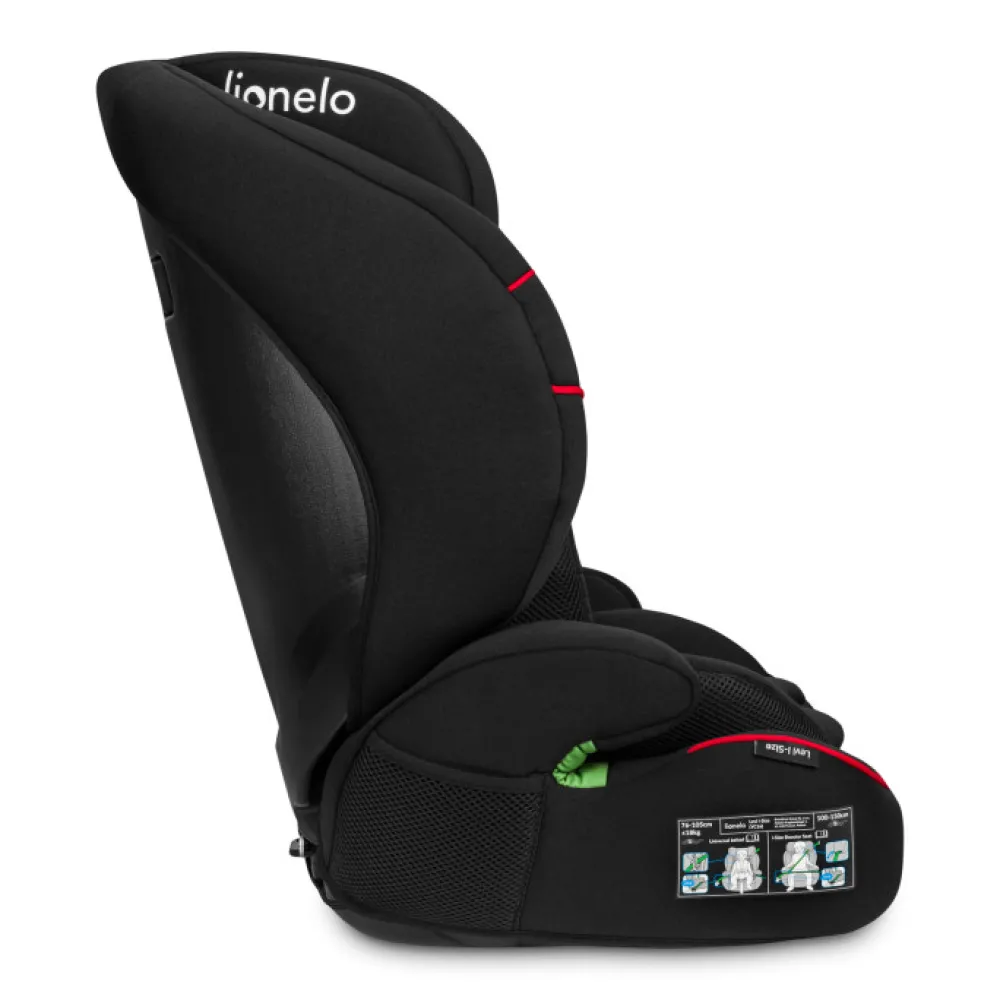 Lionelo Levi I-size - sporty black- Autostole 76-150 Cm (15 Mdr.-12 År)
