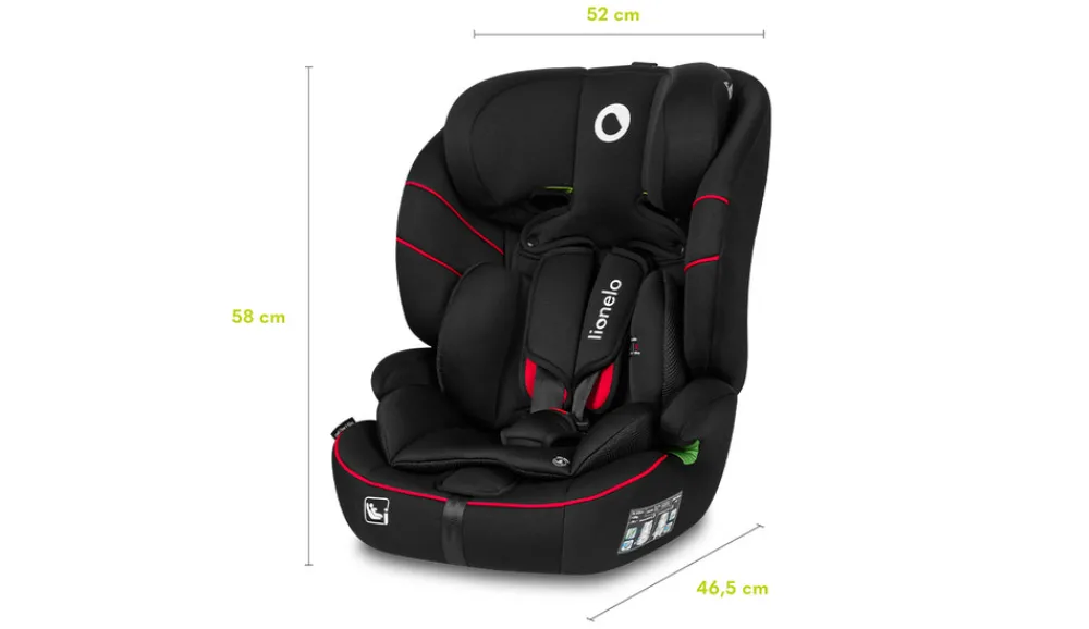 Lionelo Levi I-size - sporty black- Autostole 76-150 Cm (15 Mdr.-12 År)