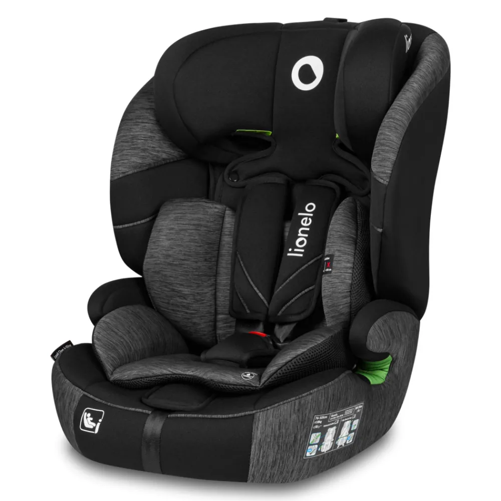 Lionelo Levi One I-size - black grey- Autostole 76-150 Cm (15 Mdr.-12 År)