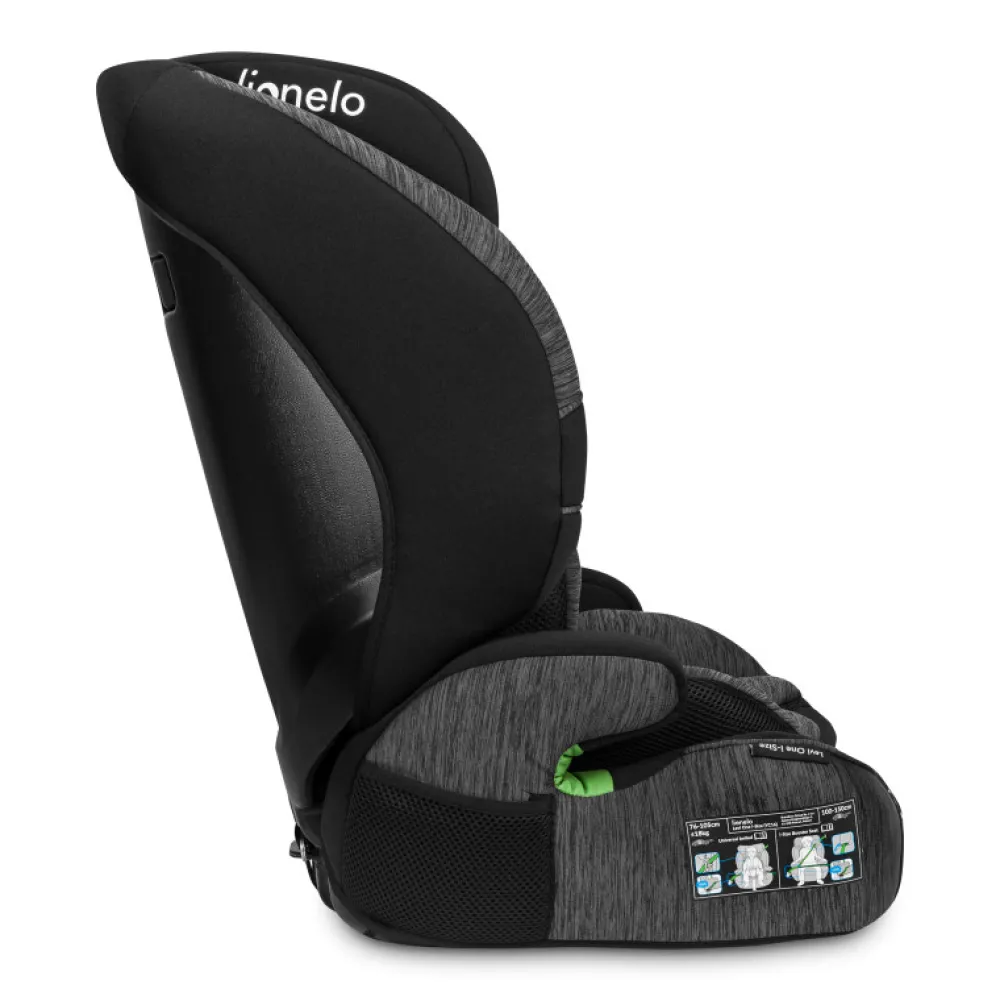 Lionelo Levi One I-size - black grey- Autostole 76-150 Cm (15 Mdr.-12 År)