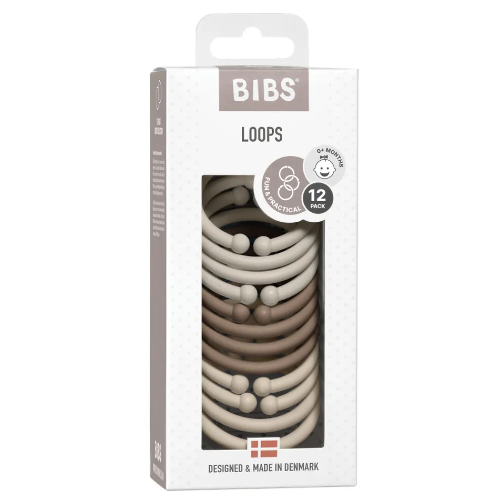 BIBS Loops 12 Pack - sand/dark oak/vanilla- Legetøj Til Barnevogne & Autostole
