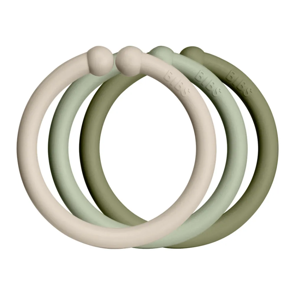 BIBS Loops 12 Pack - vanilla/sage/olive- Legetøj Til Barnevogne & Autostole