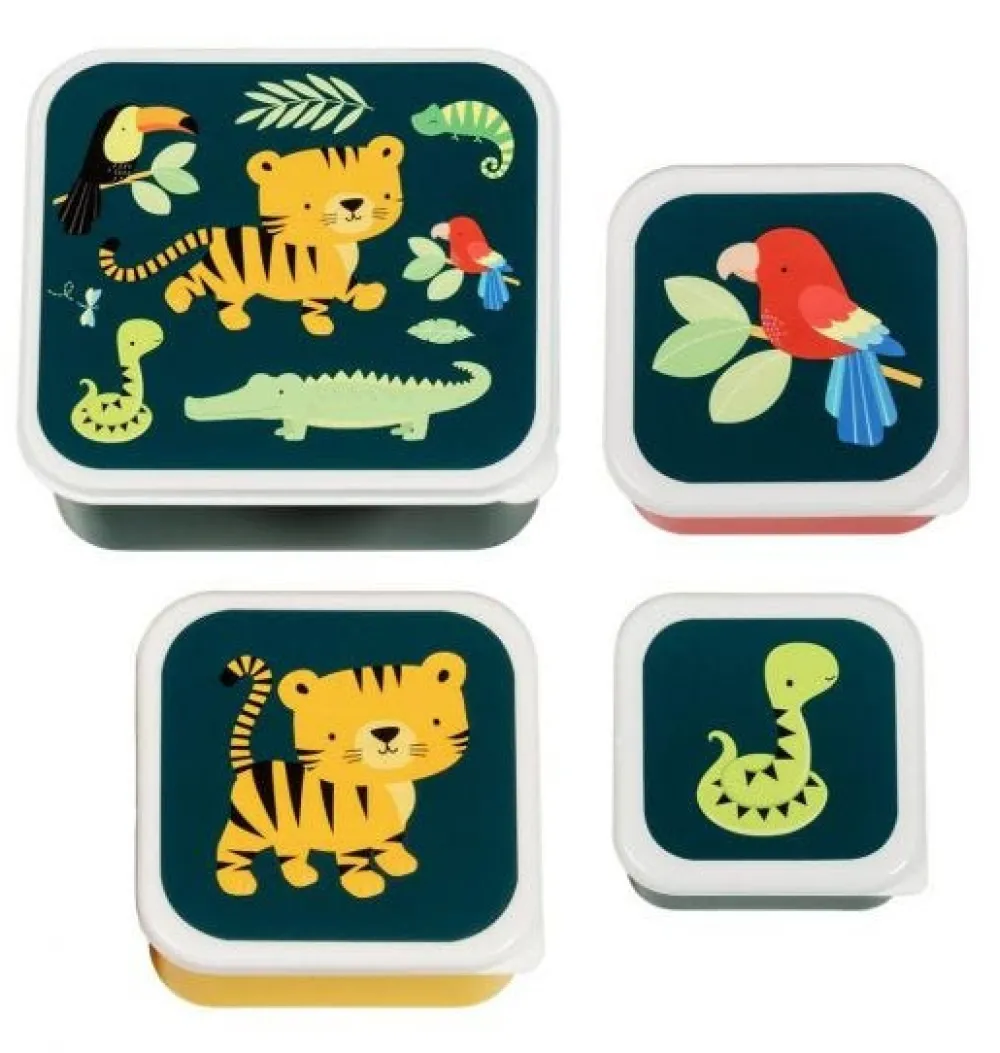 A Little Lovely Company Lunch & snack box sæt - jungle tiger- Madkasser & Drikkedunke