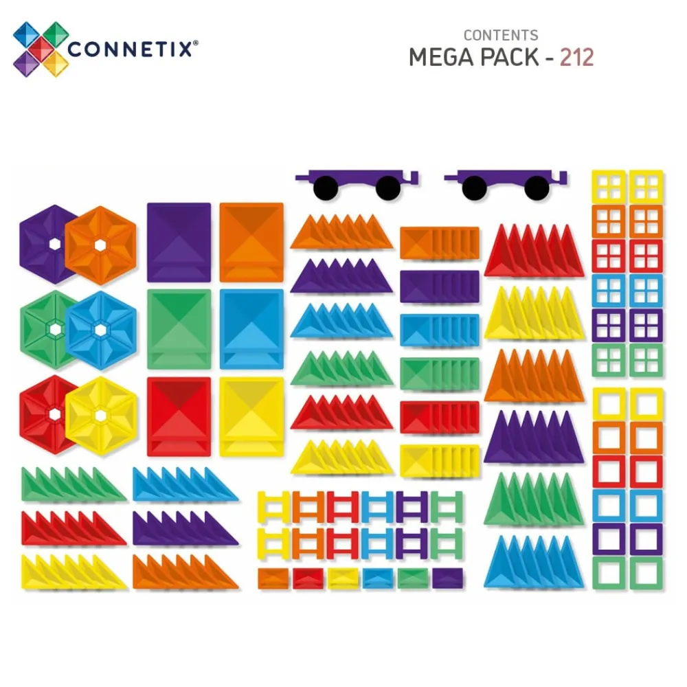 CONNETIX Mega Pack - magnetsæt 212 dele - rainbow- Magnetlegesæt