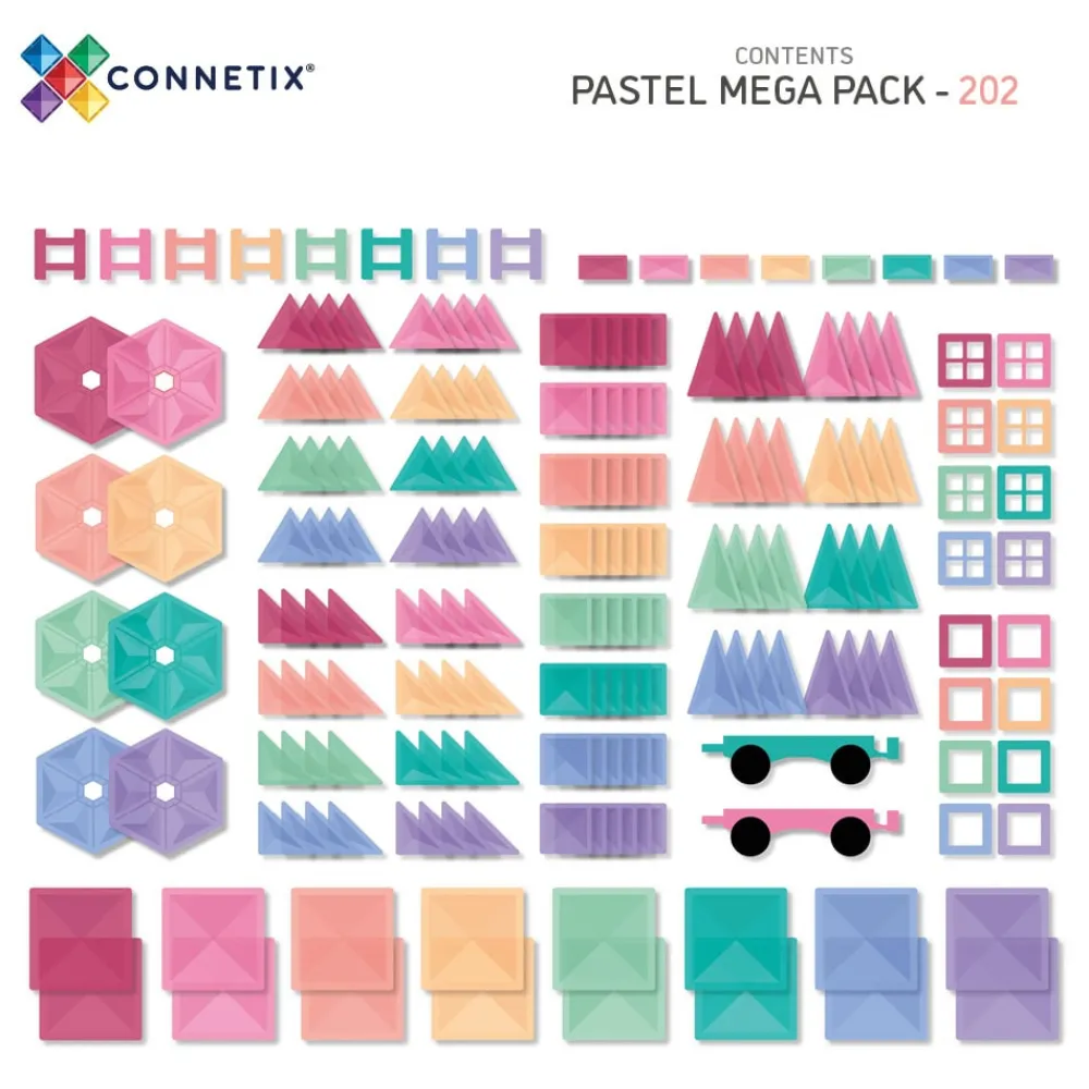 CONNETIX Mega Pack - magnetsæt 202 dele - pastel- Magnetlegesæt
