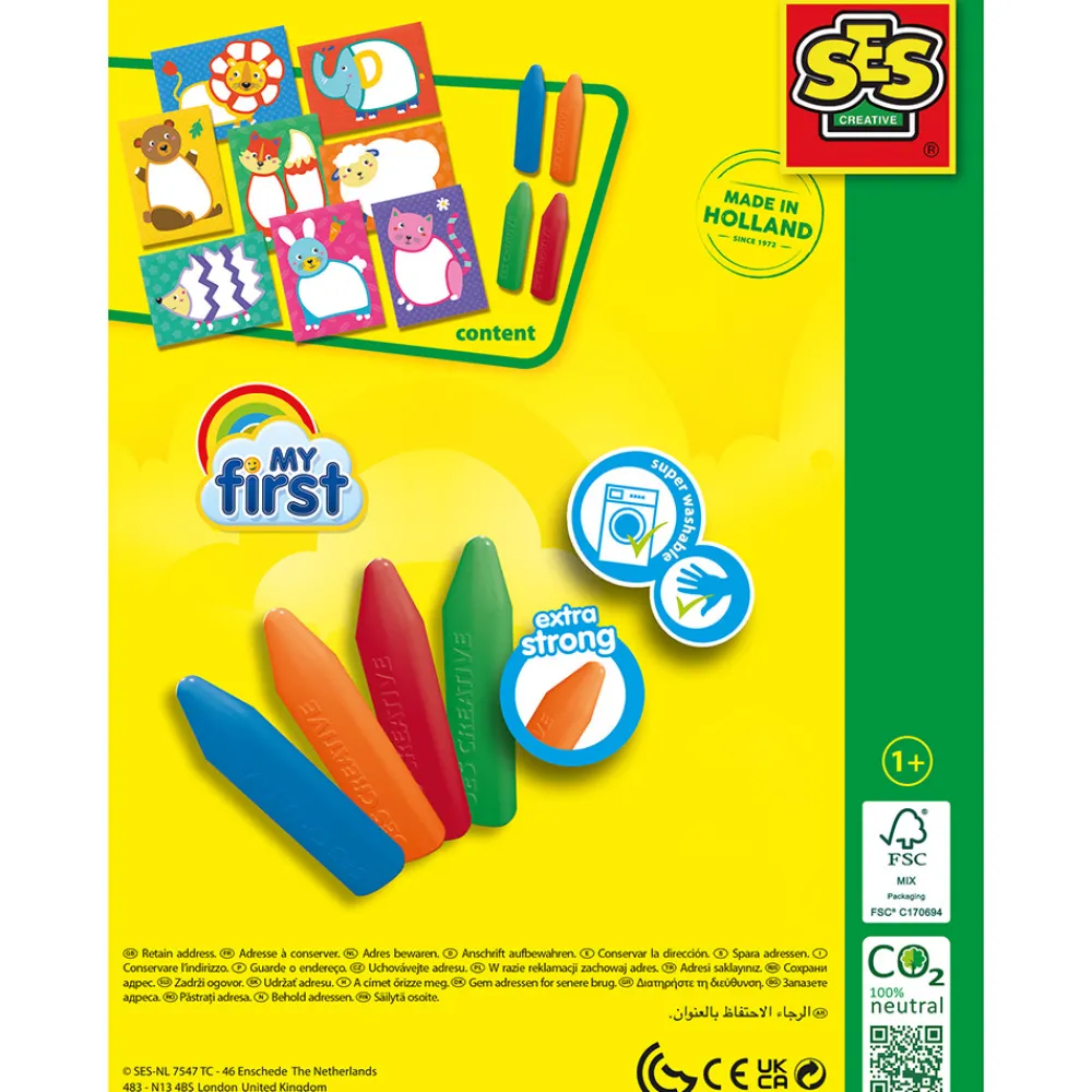 Ses Creative Min første - Farvekridt og dyrekort- Kreasæt