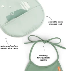 Done By Deer Mini hagesmæk m/lomme 2 stk. Croco Grøn- Hagesmække