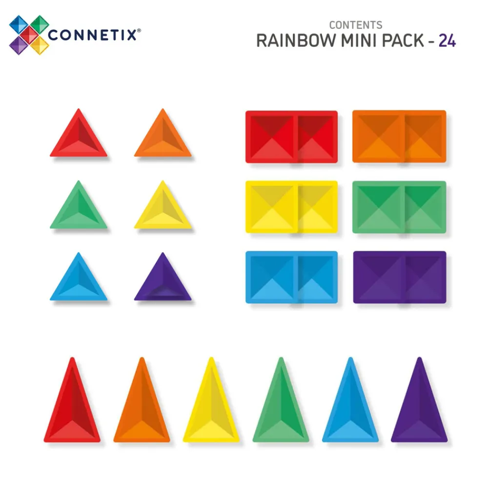 CONNETIX Mini Pack - magnetsæt 24 dele - rainbow- Magnetlegesæt