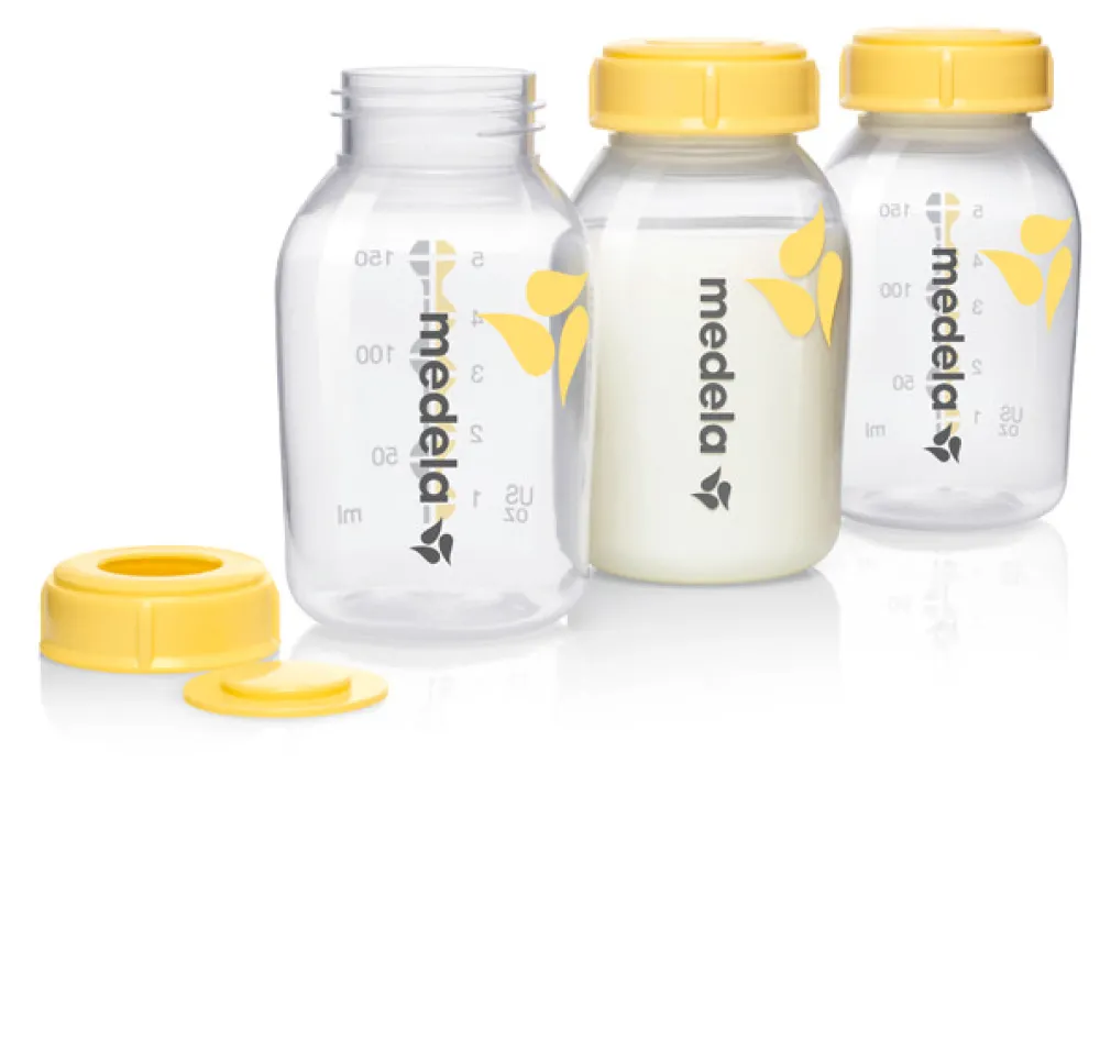 Medela Mælkeflasker Med Låg 150 ML - 3-Pak- Sutteflasker|Madopbevaring