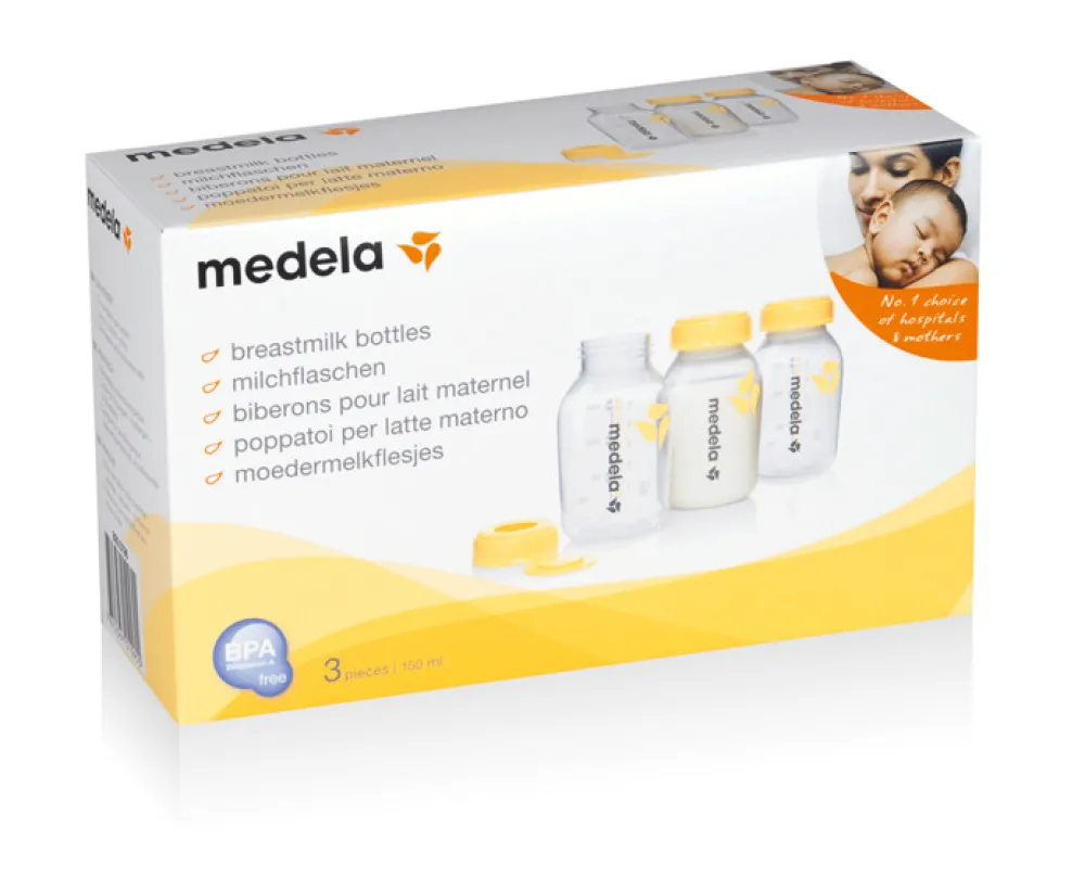 Medela Mælkeflasker Med Låg 150 ML - 3-Pak- Sutteflasker|Madopbevaring