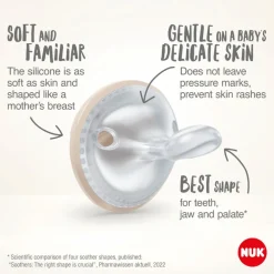 NUK Mommyfeel Silicon S1 - Grey 2 stk- Sutter