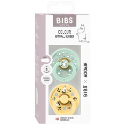 BIBS Moomin Colour Sut 2pk Latex Str 1 - Mint- Sutter