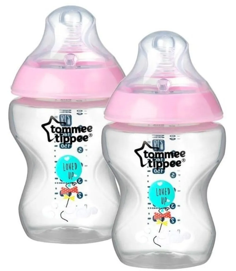 Tommee Tippee Natural start sutteflaske 2 x 260 ml - deco pink- Sutteflasker