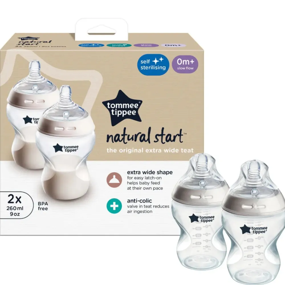 Tommee Tippee Natural start sutteflaske 2 x 260 ml- Sutteflasker