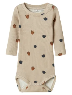 NAME IT Ninokab Langærmet Body - Island Fossil- Bodystocking Langærmet
