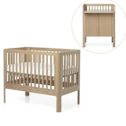 FLEXA Nova tremmeseng med puslebord - eg-Børn Pusleborde|Tremmesenge