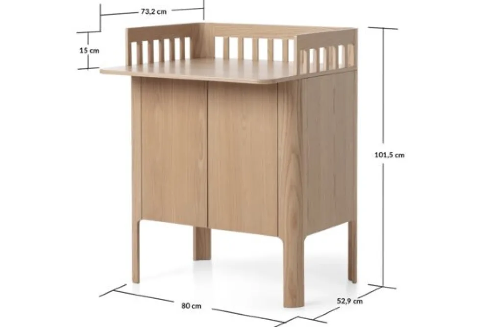 FLEXA Nova tremmeseng med puslebord - eg-Børn Pusleborde|Tremmesenge