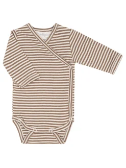 Serendipity Organics Nyfødt Slå-om Body - Almond/Offwhite- Bodystocking M. Skrålukning|Bodystocking Langærmet