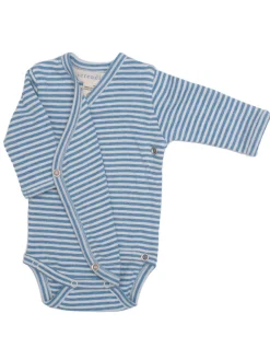 Serendipity Organics Nyfødt Slå-om Body - AZURSTRIPE- Bodystocking M. Skrålukning|Bodystocking Langærmet