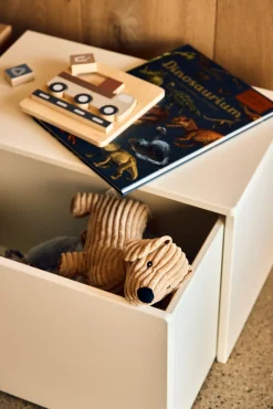 FLEXA Opbevaringsbænk, Dots, 60x35x42 m. hjul, Cream-Børn Bænke & Skamler