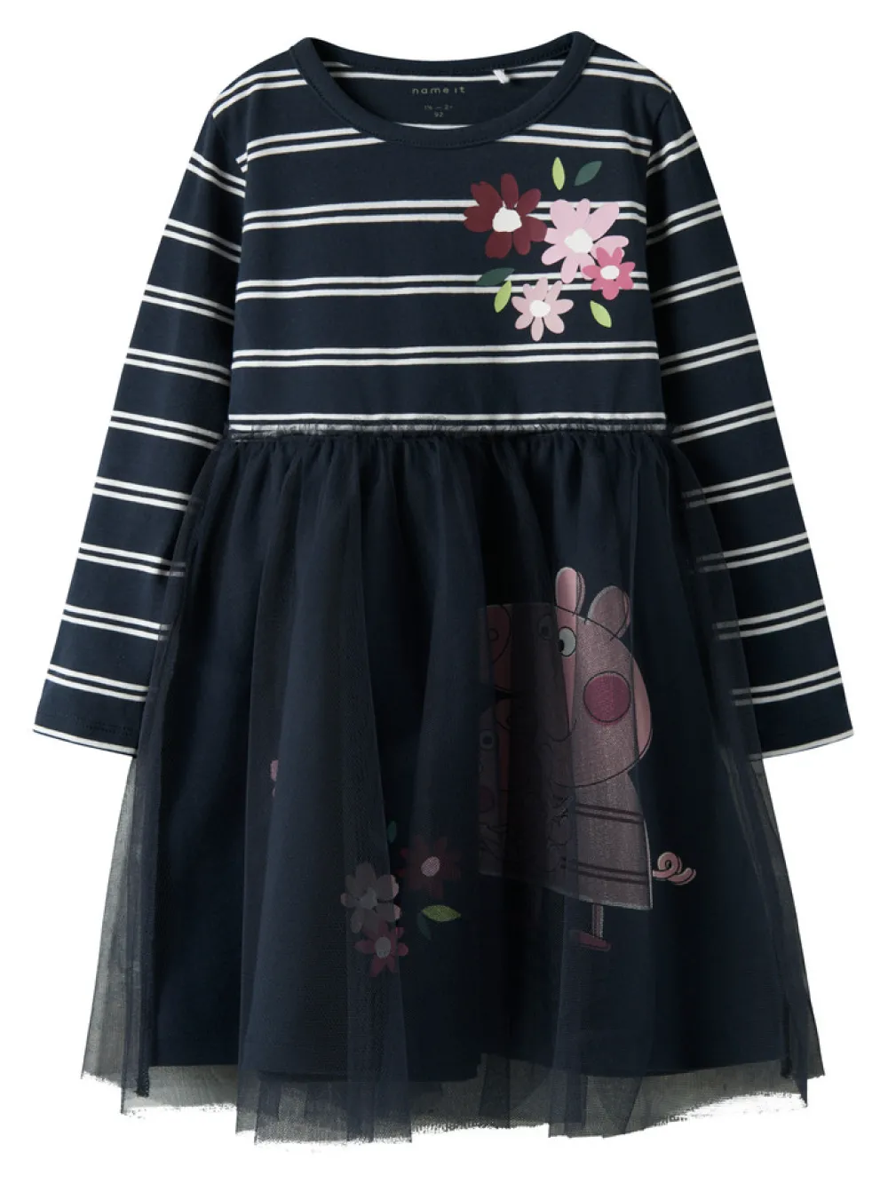 NAME IT Orini Gurli Gris Tyl Kjole - Navy Blazer- Licens|Kjoler