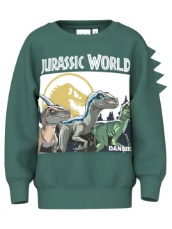 NAME IT Oswald Jurassic Sweatshirt - Bistro Green- Cardigans, Veste & Trøjer