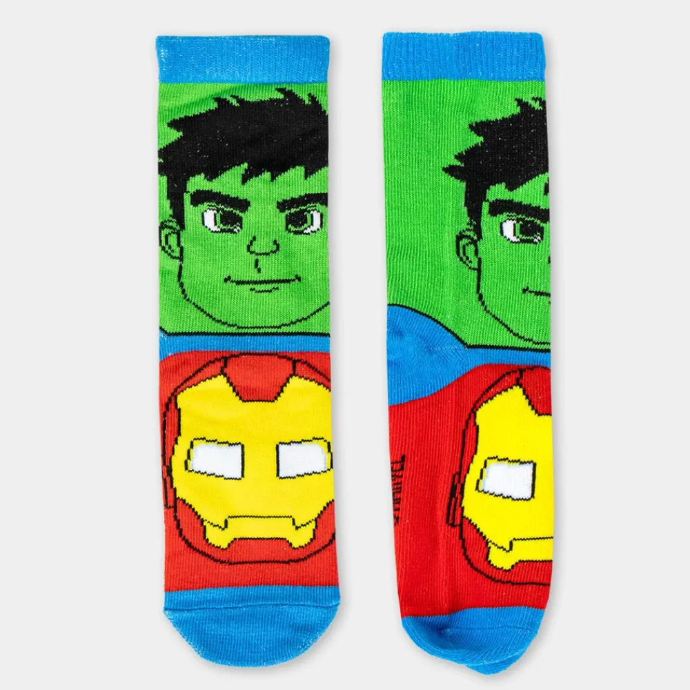 YM-EYEWEAR 4-pak strømper i sparegris - Spidey - BLÅ/MIX- Strømper|Multipack