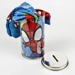 YM-EYEWEAR 4-pak strømper i sparegris - Spidey - BLÅ/MIX- Strømper|Multipack