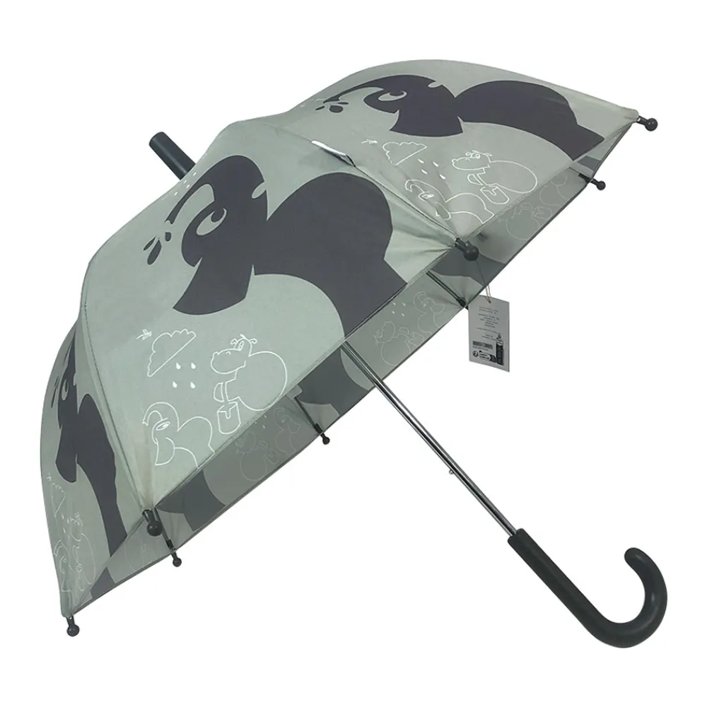 Follow the duck Paraply med elefantprint sage green- Regntøj