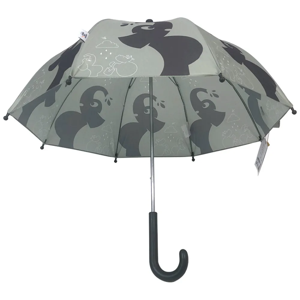 Follow the duck Paraply med elefantprint sage green- Regntøj