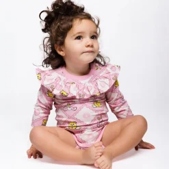 Småfolk Paula Red Langærmet Body - Lace- Bodystocking Langærmet