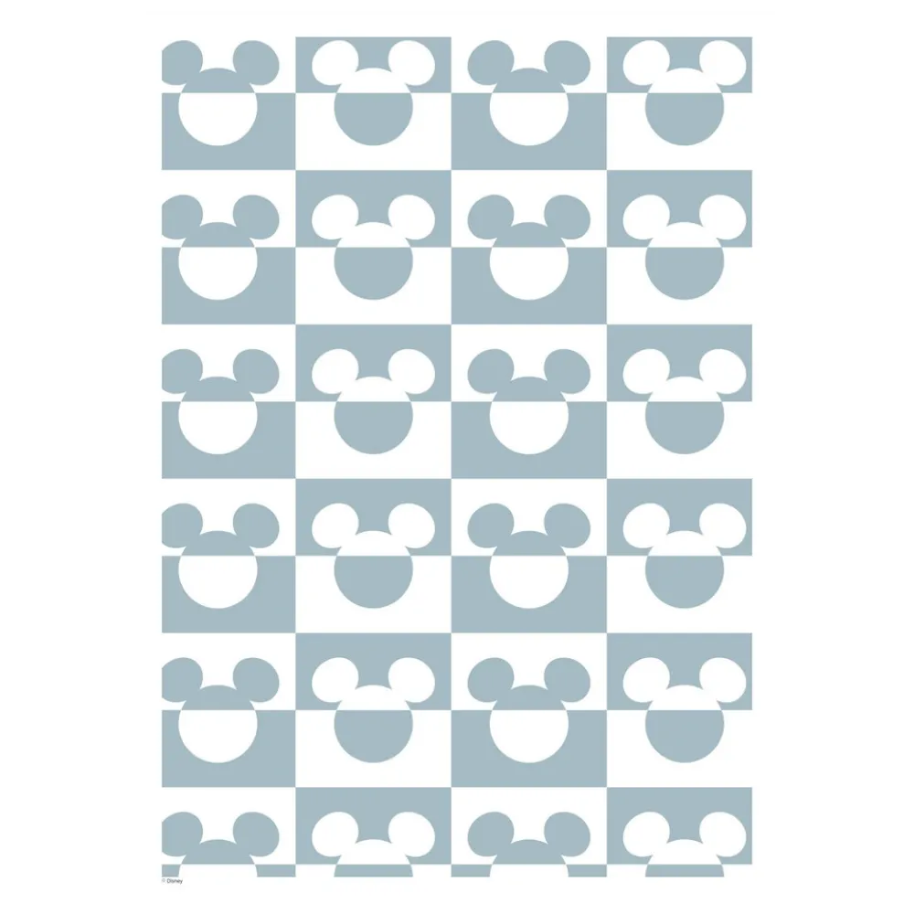 Poster & Frame Plakat - Mickey Mouse blåt og hvidt mønster A3-Børn Plakater