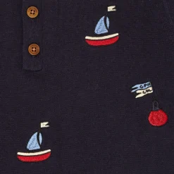 Copenhagen Colors Polo m. både - CREAM/NAVY- T-Shirts & Toppe