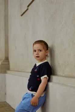Copenhagen Colors Polo m. både - CREAM/NAVY- T-Shirts & Toppe