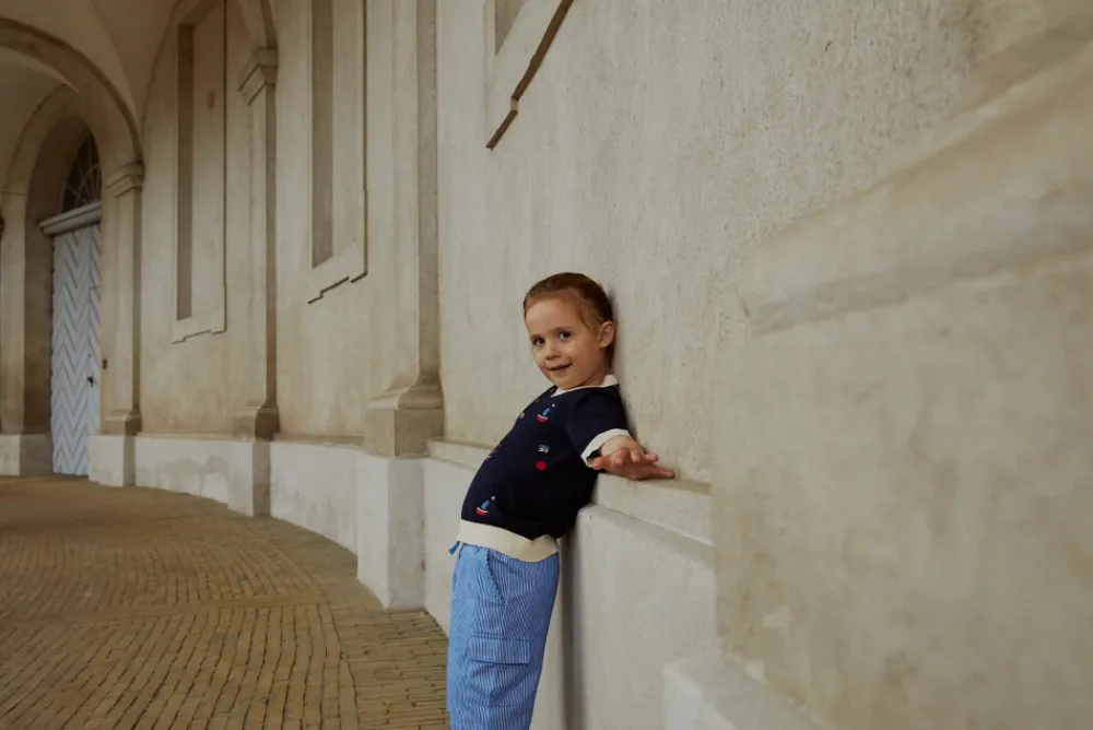 Copenhagen Colors Polo m. både - CREAM/NAVY- T-Shirts & Toppe