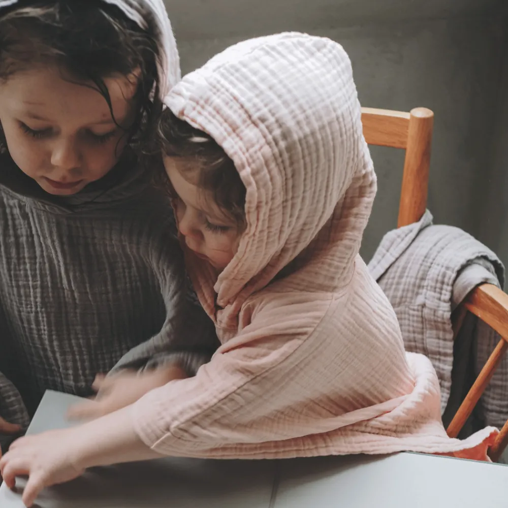 Lille Kanin Poncho, Rose Smoke, 1-3 år, 80/98-Børn Badeslag & Ponchoer