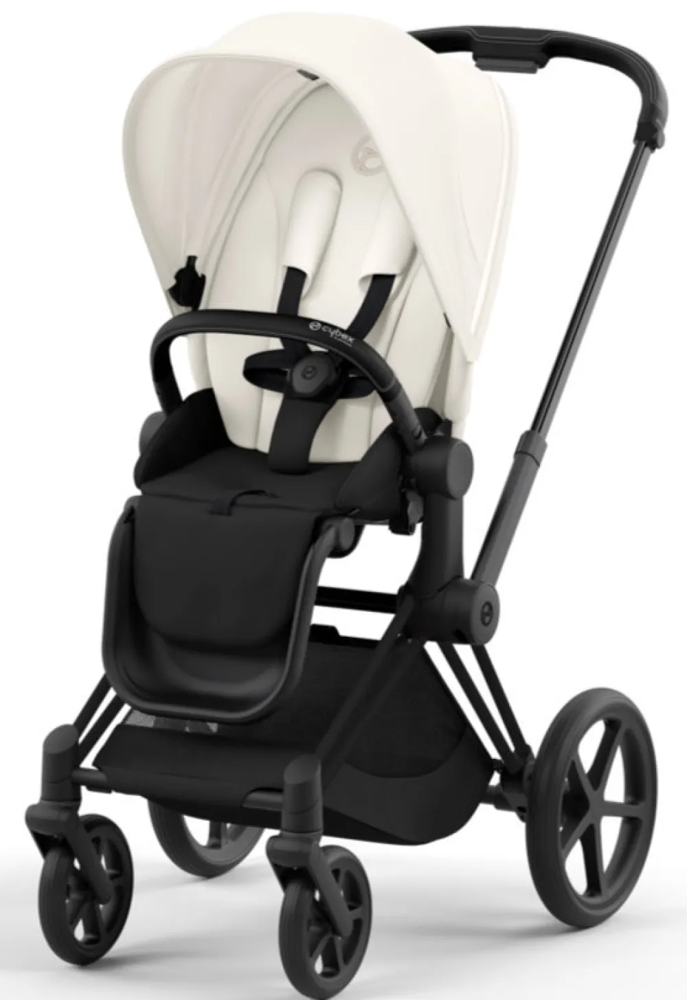 Cybex Priam Duovogn - off white/matt black- Kombivogne Med Flade Sæder