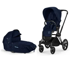 Cybex Priam Duovogn - Rebellious luxury denim blue/matt black- Kombivogne Med Flade Sæder