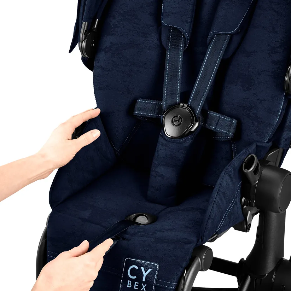 Cybex Priam Duovogn - Rebellious luxury denim blue/matt black- Kombivogne Med Flade Sæder