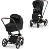 Cybex Priam Duovogn - sepia black/rosegold- Kombivogne Med Flade Sæder