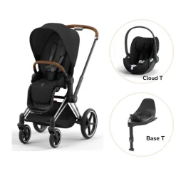 Cybex Priam klapvogn inkl. cloud T og base - sepia black/chrome brown- Klapvogne Med Flade Sæder|Vognpakker