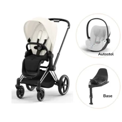 Cybex Priam klapvogn inkl. cloud T og base - off white/chrome black PLUS- Klapvogne Med Flade Sæder