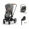 Cybex Priam klapvogn inkl. cloud T og base - mirage grey/chrome brown- Klapvogne Med Flade Sæder