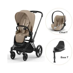 Cybex Priam klapvogn inkl. cloud T og base - cozy beige/matt black PLUS- Klapvogne Med Flade Sæder