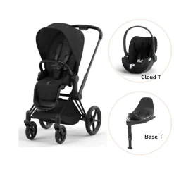 Cybex Priam klapvogn inkl. cloud T og base - sepia black/matt black- Klapvogne Med Flade Sæder