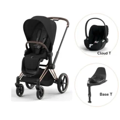 Cybex Priam klapvogn inkl. cloud T og base - sepia black/rosegold PLUS- Klapvogne Med Flade Sæder|Vognpakker