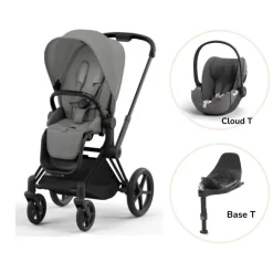 Cybex Priam klapvogn inkl. cloud T og base - mirage grey/matt black PLUS- Klapvogne Med Flade Sæder